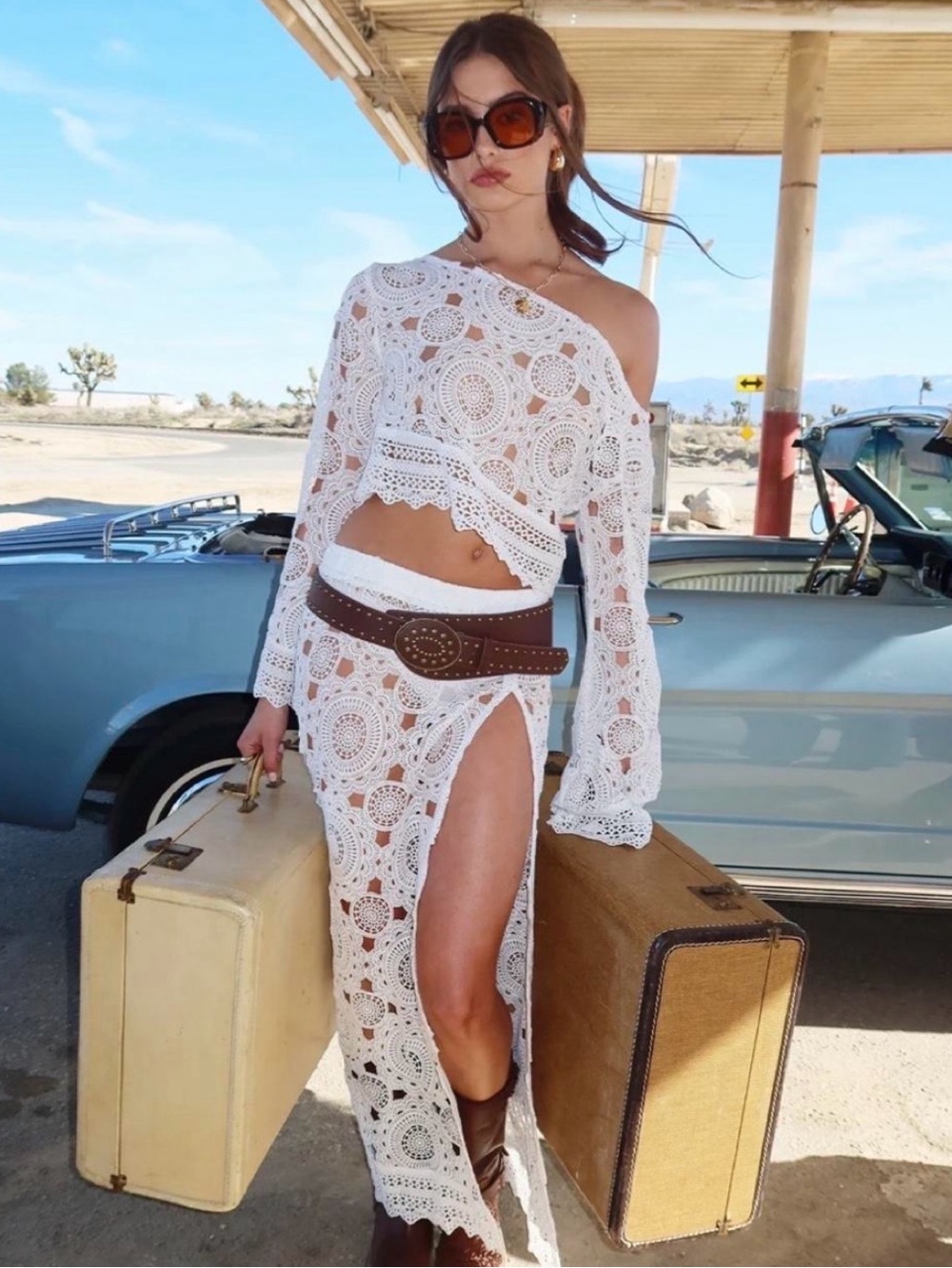 White Crochet Top